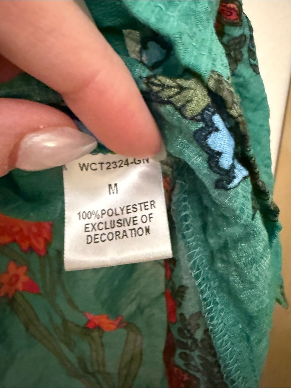 THML Teal Floral Puff-Sleeve V-Neck Top - Picture 3 of 3